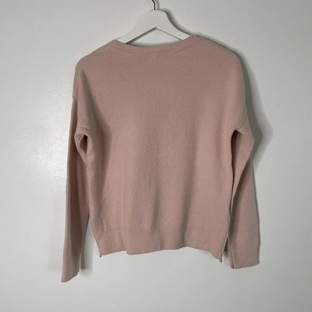 Levi's‎ Sweater Womens XS Pink Blush Crewneck Side Zip Knit Pullover Balletcore